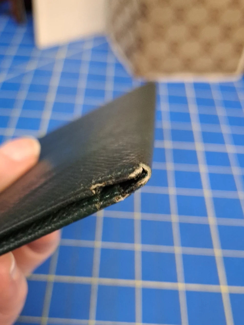 Louis Vuitton Dark Green Textured Leather Long Slim Wallet 7x5 Preloved